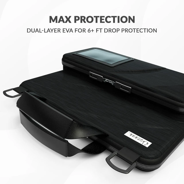 Alt view image 4 of 5 - UZBL 11-11.6 Inch Always-on Chromebook Protective Hard Case with Accessory Pouch and Adjustable Shoulder Strap