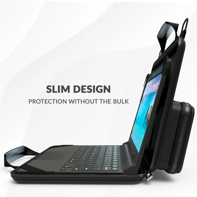 Alt view image 5 of 5 - UZBL 11-11.6 Inch Always-on Chromebook Protective Hard Case with Accessory Pouch and Adjustable Shoulder Strap