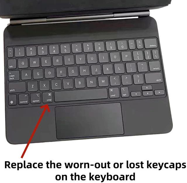 Alt view image 2 of 5 - Replacement US Keyboard Full Set of Keycap Keys (No Hinge) and Tool Applicable for ipad Pro/Air 11/12.9/13 inch Magic Keyboard Key Cap (MKH-1 Black)