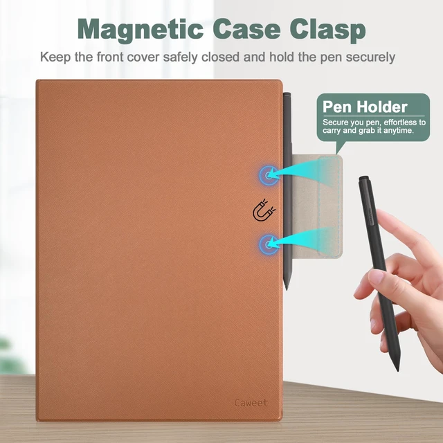 Alt view image 3 of 5 - Caweet Case for Remarkable Paper Pro 11.8 Inch 2024 Released, Premium PU Leather Lightweight Book Folio Cover with Bulit-in Magnet & Pen Holder, Brown