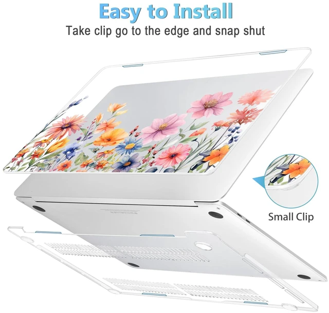 Alt view image 3 of 5 - Mektron Case for MacBook Pro 16 Inch A2141 Cover 2019 Release 16" with Liquid Retina Display/Touch ID, Plastic Hard Shell with Keyboard Skin & Screen Protector & Dust Plug, Floral P165