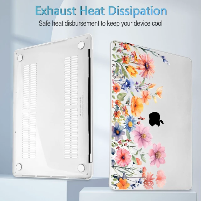Alt view image 4 of 5 - Mektron Case for MacBook Pro 16 Inch A2141 Cover 2019 Release 16" with Liquid Retina Display/Touch ID, Plastic Hard Shell with Keyboard Skin & Screen Protector & Dust Plug, Floral P165