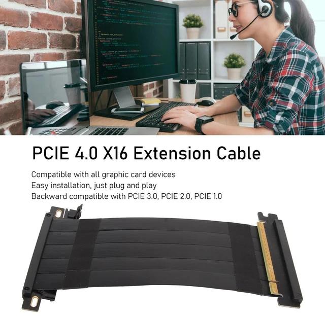 Alt view image 5 of 5 - PUSOKEI PCIE 4.0 x16 Extender Riser Cable, High Dual Sided Reverse 180 Degree PCI E Ports GPU Graphic Card Extension Cable for RX 7900 7800 7700 7600 7500,etc (Black)