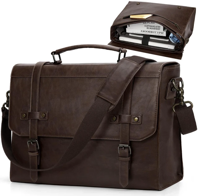 Main image of RAINSMORE Mens Messenger Bag 17 Inch Waterproof Vintage Leather Laptop Bag