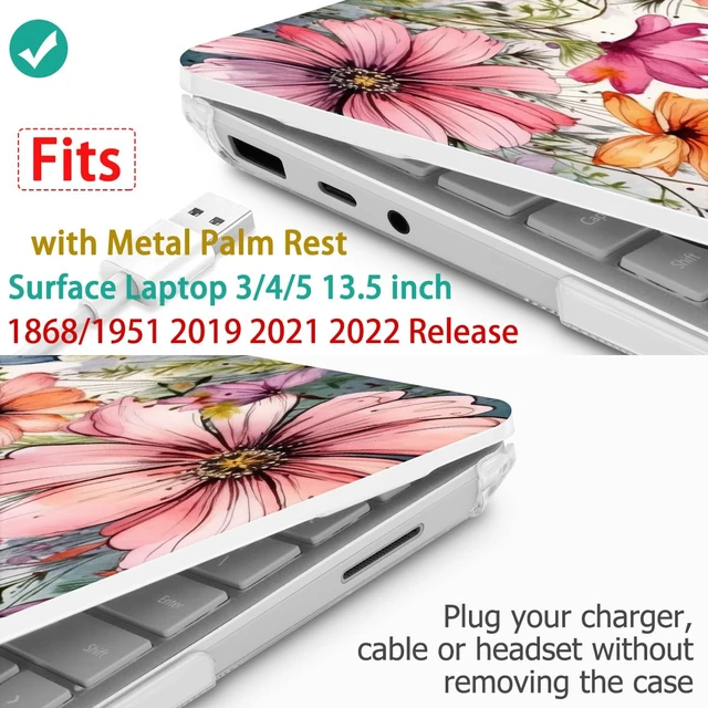 Alt view image 3 of 5 - Mektron Case for 13.5" Microsoft Surface Laptop 5/4/3 with Metal Palm Rest Model 1951/1868, 2019/2021/2022 Release Plastic Hard Shell Cover with Screen Protector + Keyboard Cover, Colorful Flo