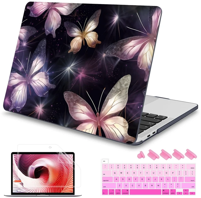 Main image of Mektron Designed Case for MacBook Pro 16 Inch A2141 Cover 2019 Release 16" with Liquid Retina Display/Touch ID, Plastic Hard Shell with Keyboard Skin & Screen Protector, Glittering Butterfly