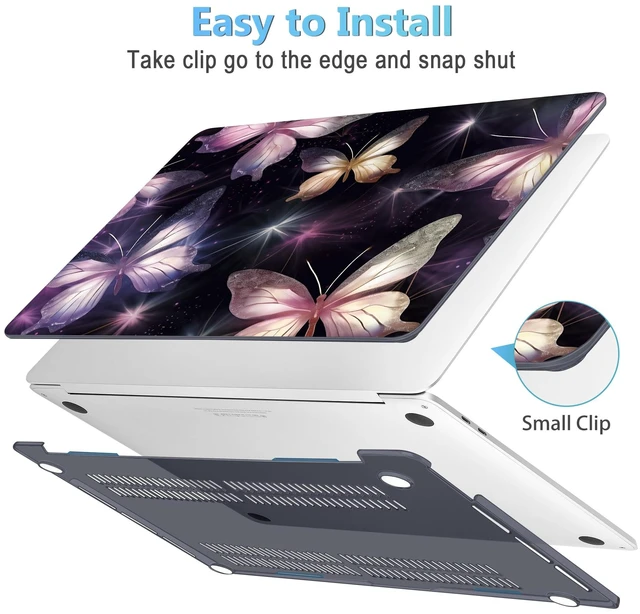 Alt view image 3 of 5 - Mektron Designed Case for MacBook Pro 16 Inch A2141 Cover 2019 Release 16" with Liquid Retina Display/Touch ID, Plastic Hard Shell with Keyboard Skin & Screen Protector, Glittering Butterfly