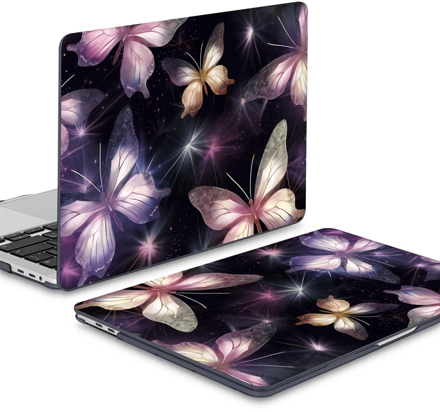 Alt view image 5 of 5 - Mektron Designed Case for MacBook Pro 16 Inch A2141 Cover 2019 Release 16" with Liquid Retina Display/Touch ID, Plastic Hard Shell with Keyboard Skin & Screen Protector, Glittering Butterfly