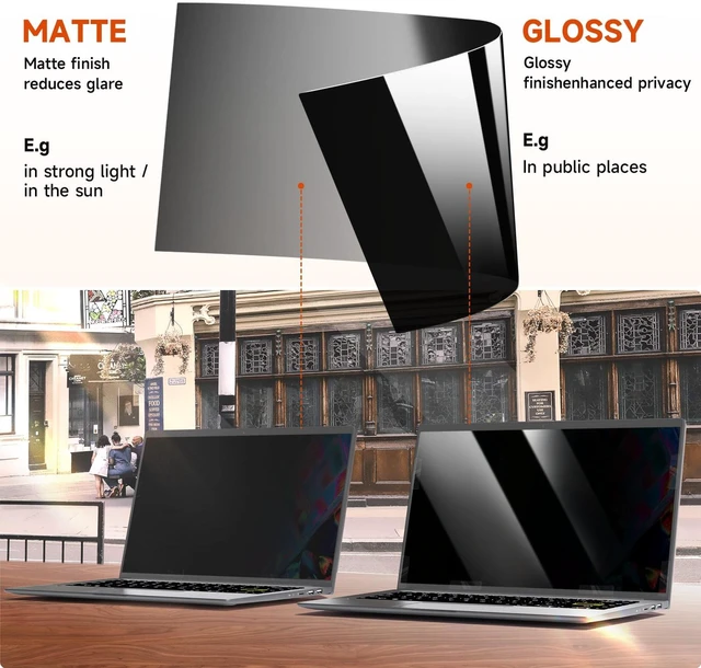 Alt view image 5 of 5 - Mamol 15.6 Inch Laptop Privacy Screen Filter for 16:9 Widescreen Display, Eye Protection Anti Glare & Blue Light Filter, Privacy Screen Protector for 15.6" Laptop