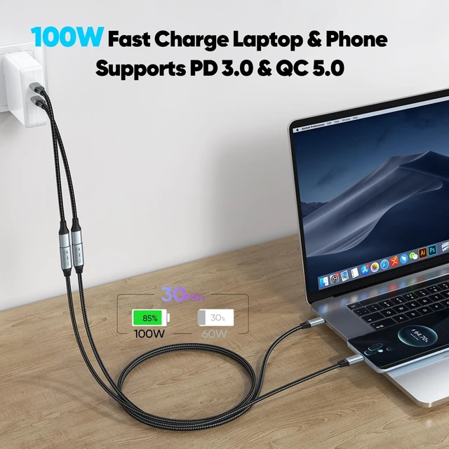 Alt view image 4 of 5 - 6FT USB C Extension Cable 5-Pack, USB 3.2 Gen2, 100W, 10Gbps, 4K@144Hz