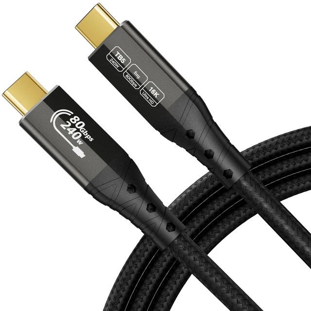 Main image of ZIKNYDO 8K for Thunderbolt 5 Cable 10FT/3m, 80Gbps Data Transfer, USB C 120Gbps Bandwidth for 16K/Dual 8K Displays, PD3.1 240W Charging, for Thunderbolt 4, MacBook M4, eGPU, Mac mini M4 Pro, Monitor