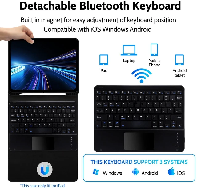 Alt view image 3 of 5 - Keyboard Case for iPad Air 11 inch M2 2024/M3 2025/iPad Air 4th/5th 10.9 inch & iPad Pro 11 inch (4th/3rd/2nd/1st ), Built-in Pencil Holder, iPad Tablet Cases with Trackpad and Bluetooth Keyboard