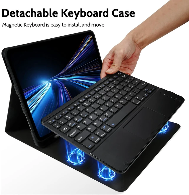 Alt view image 4 of 5 - Keyboard Case for iPad Air 11 inch M2 2024/M3 2025/iPad Air 4th/5th 10.9 inch & iPad Pro 11 inch (4th/3rd/2nd/1st ), Built-in Pencil Holder, iPad Tablet Cases with Trackpad and Bluetooth Keyboard