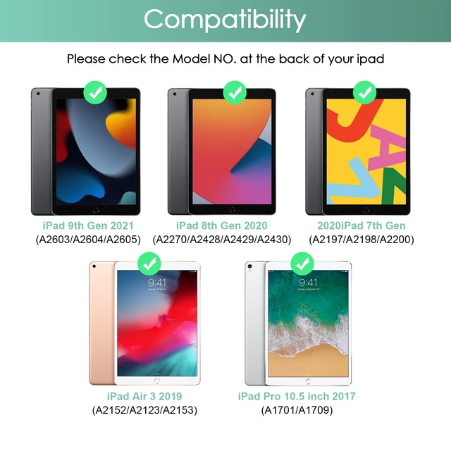 Alt view image 2 of 5 - Nsyee Keyboard Case for iPad 9th 8th 7th Generation 10.2 Inch, Detachable Bluetooth Keyboard Case with Pencil Holder and Mouse for iPad 9th/8th/7th & iPads Air 3rd 10.5"/iPads Pro 10.5", Green