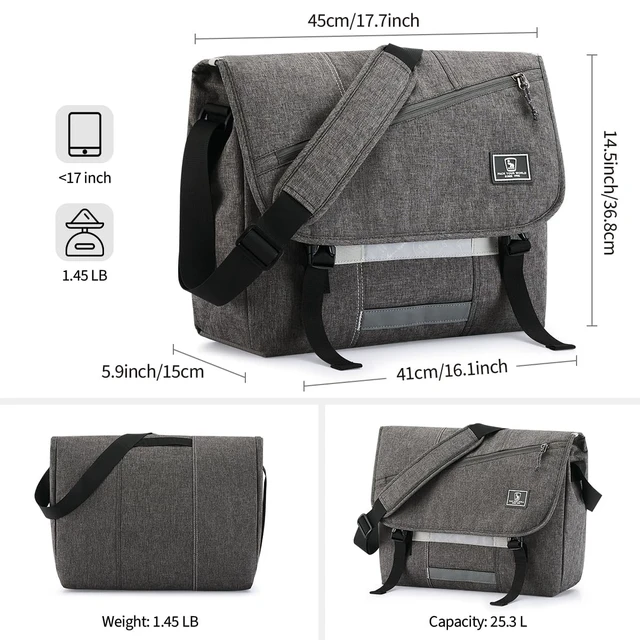 Alt view image 3 of 5 - OIWAS Messenger Bags for Women 17 Inch Laptop Crossbody Bags for Men, Grey