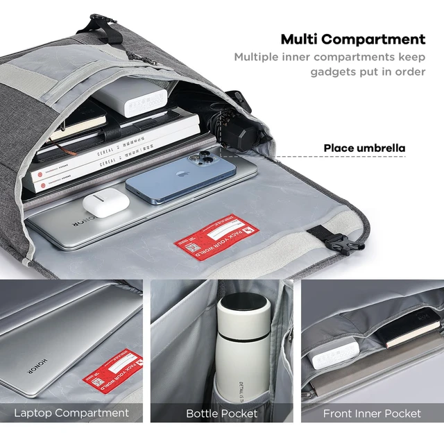 Alt view image 5 of 5 - OIWAS Messenger Bags for Women 17 Inch Laptop Crossbody Bags for Men, Grey