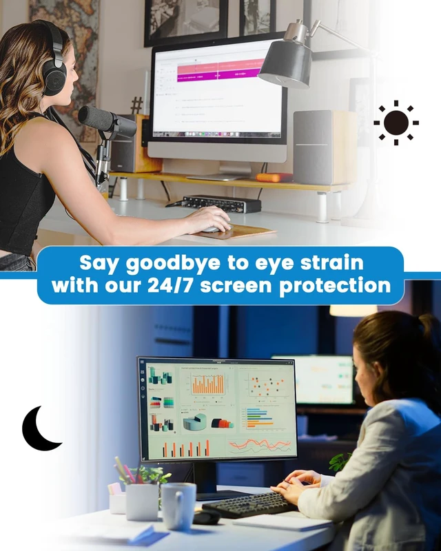 Alt view image 4 of 5 - F FORITO 2-Pack 20 inch 16:9 Matte Anti Glare Computer Screen Cover, Anti Glare Eye Protection Film Compatible with All 20" Widescreen Monitors with 16:9 Aspect Ratio (17.4" W x 9.8" H) Not for 16:10