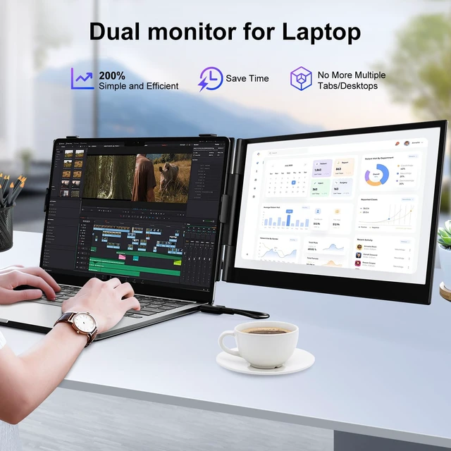 Alt view image 2 of 5 - Laptop Screen Extender, 14" FHD 1080P IPS Portable Monitor for Laptop