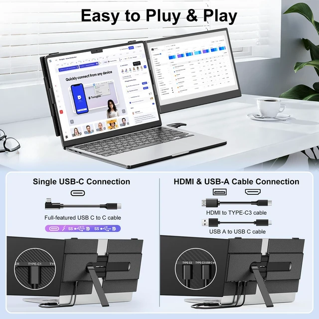 Alt view image 5 of 5 - Laptop Screen Extender, 14" FHD 1080P IPS Portable Monitor for Laptop