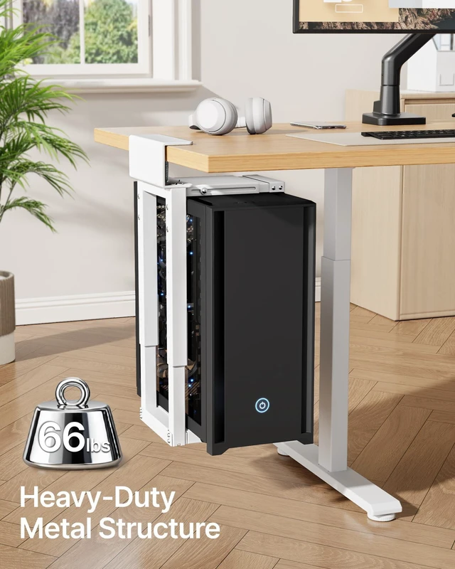 Alt view image 3 of 5 - monTEK Under Desk PC Mount, Fits 16.1-25.6" PC Cases, Max 66lbs, White