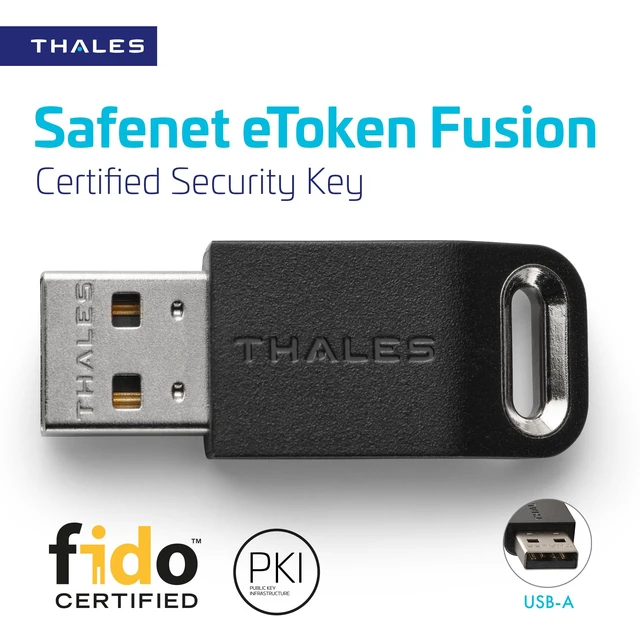 Alt view image 2 of 5 - Thales - SafeNet eToken Fusion - Phishing-Resistant FIDO2 Certified Security Key for Digital Certificates or Web Apps & Desktop Authentication - USB-A, Pack of 10