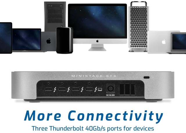 Alt view image 4 of 5 - OWC miniStack STX 2TB (NVMe) Thunderbolt Storage and Hub - Silver