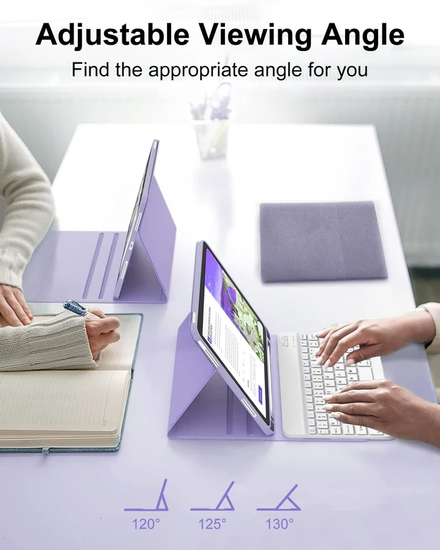 Alt view image 4 of 5 - for iPad 10th Generation Case with Keyboard (10.9" 2022) & iPad 11th (A16, 2025), Magnetic Detachable Slim Wireless Keyboard, Precise Cutouts Folio Cover Case with Pencil Holder, Light Purple