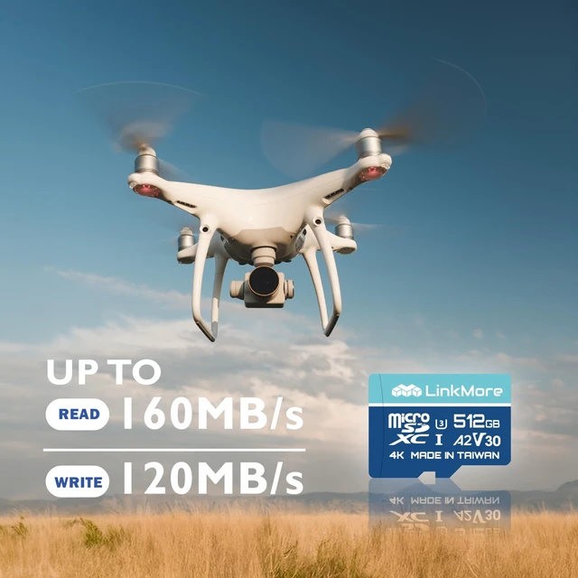 Alt view image 2 of 5 - LinkMore 512GB Micro SD Card, XV23 microSDXC, A2 U3 V30, 160MB/s, UHS-I