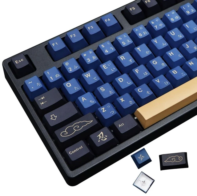 Main image of MOLGRIA Blue Samurai Keycaps, 129 Set PBT KeyCaps for Gaming Keyboard, Cherry Profile Dye Sublimation Custom Keycaps with Puller for Gateron Kailh Cherry MX Switch 104/87/71/61 60 Percent Keyboard