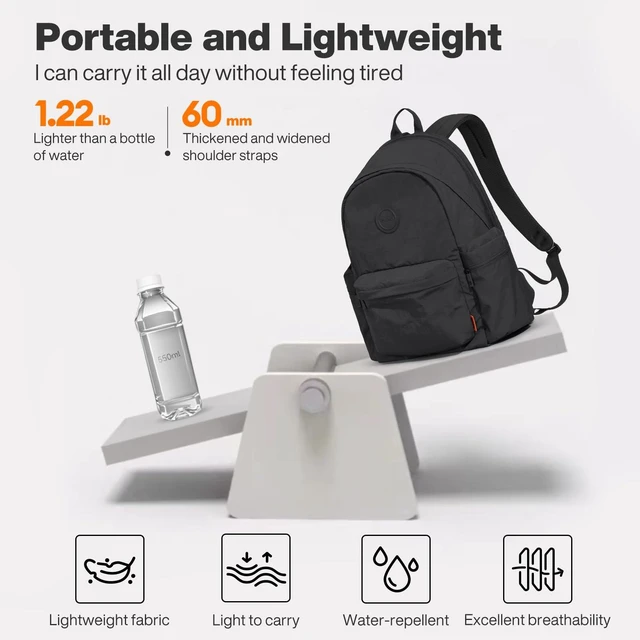 Alt view image 3 of 5 - mixi 15 Inch Casual Travel Daypack, Lightweight Laptop Backpack, Black