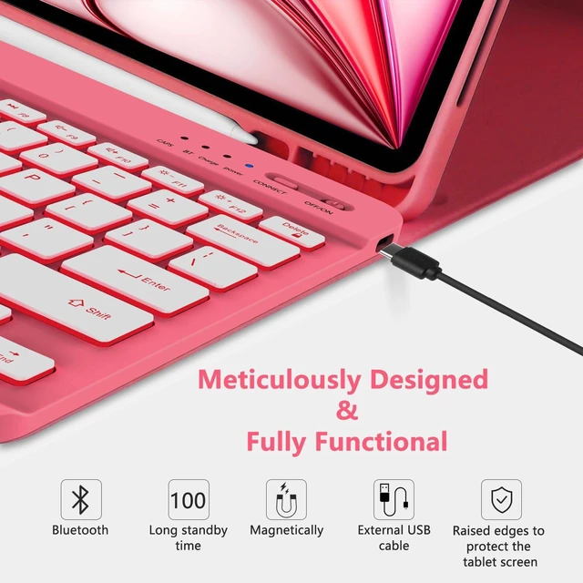 Alt view image 5 of 5 - MMK for iPad Pro 12.9 Case with Keyboard-Watermelon Red