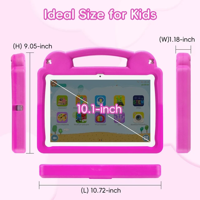 Alt view image 3 of 5 - paitanry Kids Tablet 10.1 Inch Android 15 Tablet for Kids, A523 Octa-Core, 8GB+64GB, 5000mAh Battery with Pink EVA Case, Wi-Fi 6 (2.4GHz & 5GHz), Parental Control, GMS