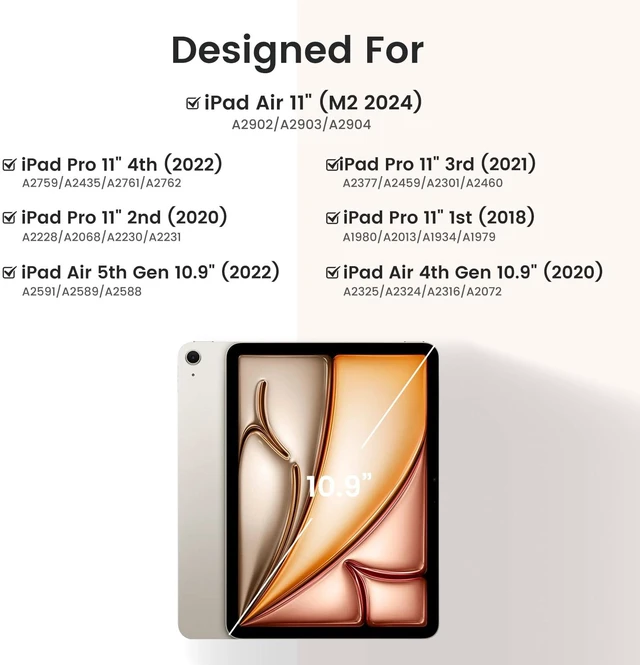 Alt view image 2 of 5 - OPAKIT Keyboard Case for iPad Air 11-inch M2/Air 5th 4th Generation, 7-Color Backlit Detachable Keyboard Case with Pencil Holder for iPad Air 11" 2024 /Air 5 2022/Air 4 2020/Pro 11 1st, Rose Gold