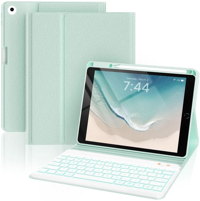 Main image of OPAKIT 7-Color Backlit Keyboard Case for iPad 9.7 Inch 6th 5th Gen Air 2/Air 1, Detachable Wireless Bluetooth Keyboard with Pencil Holder, Auto Sleep Wake Stand Folio Protective Cover (Green)