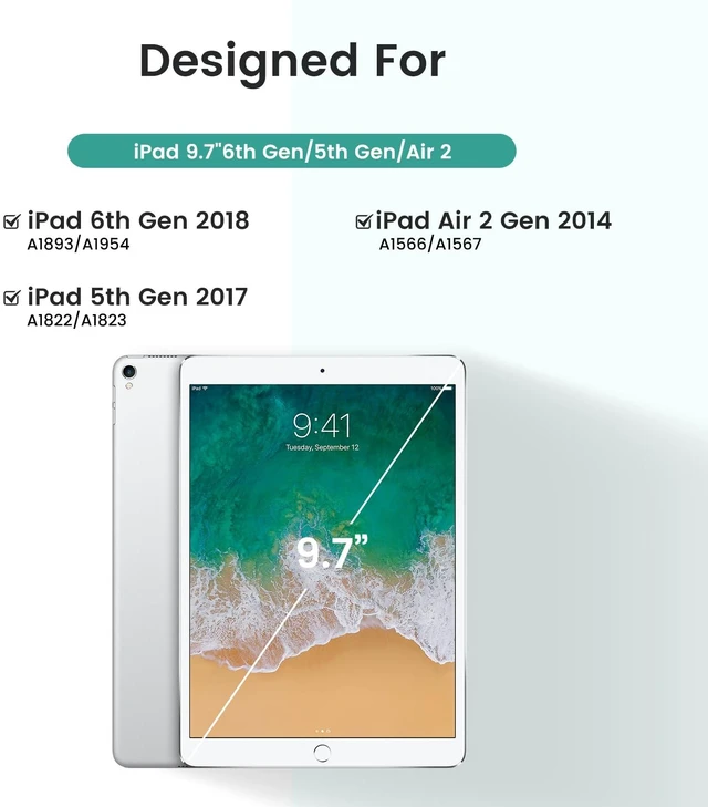 Alt view image 2 of 5 - OPAKIT 7-Color Backlit Keyboard Case for iPad 9.7 Inch 6th 5th Gen Air 2/Air 1, Detachable Wireless Bluetooth Keyboard with Pencil Holder, Auto Sleep Wake Stand Folio Protective Cover (Green)