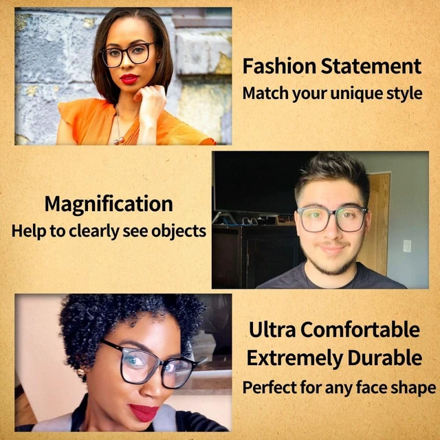 Alt view image 3 of 4 - Optifine Oversized Square Reading Glasses for Women Men Blue Light Blocking Eyeglasses Frame Cute Comfortable Clear