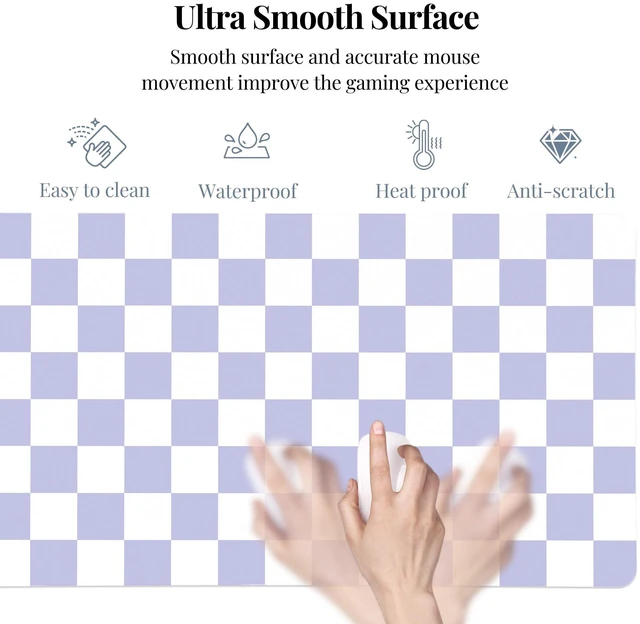 Alt view image 4 of 5 - Idocolors Purple Checkered Grid Checkerboard Desk Mat, Cute Extended Gaming Keyboard Mouse Pad, Large Office Desk Cover Mat Pad Deskmat, Non-Slip Leather Home Office Desk Mat Protector 31.5"15.7"