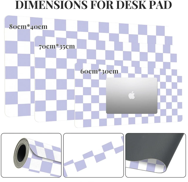 Alt view image 3 of 5 - Idocolors Purple Checkered Grid Checkerboard Desk Mat, Cute Extended Gaming Keyboard Mouse Pad, Large Office Desk Cover Mat Pad Deskmat, Non-Slip Leather Home Office Desk Mat Protector 31.5"15.7"