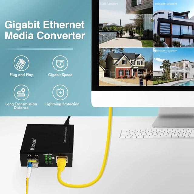Alt view image 2 of 5 - MokerLink Gigabit SFP to RJ45 Converter, A Pair 2 Pack BIDI-Mode Fiber to Ethernet Media Converter, 10/100/1000Mbps RJ45 Port, 1000Base-BIDI SFP Module 1310TX/1550RX up to 20KM