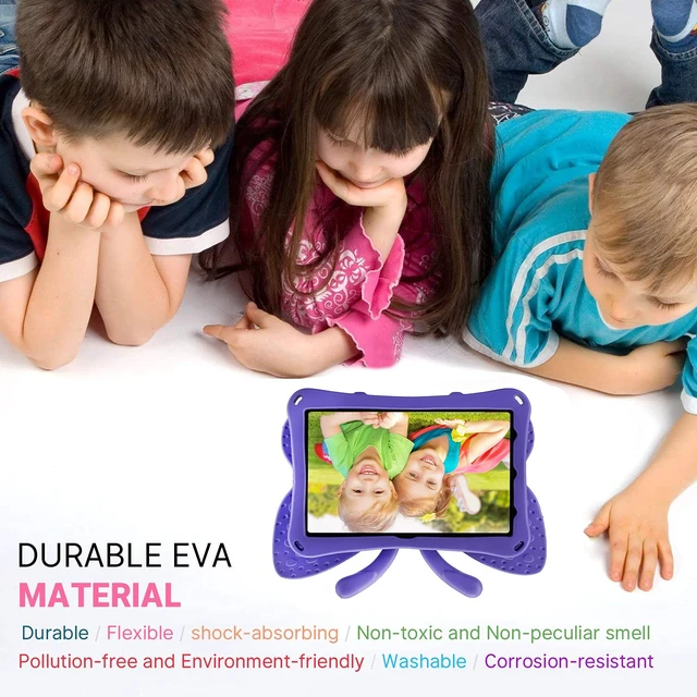 Alt view image 2 of 5 - Kindle Fire HD 10 Kids Pro Tablet Case Fire HD10 2021 2023 10.1 11th 13th Generation Butterfly Case with Kickstand EVA Full Boby Rugged Shockproof Kids HD 10 Plus Tablet Cover for Girl Gift (Purple)
