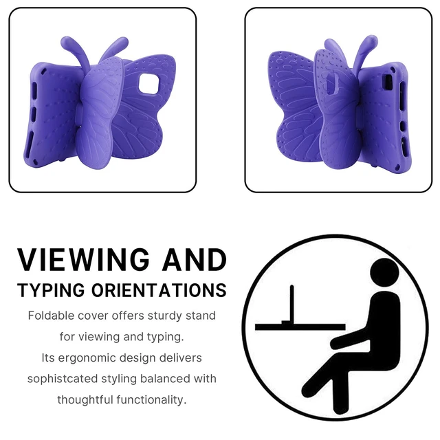 Alt view image 5 of 5 - Kindle Fire HD 10 Kids Pro Tablet Case Fire HD10 2021 2023 10.1 11th 13th Generation Butterfly Case with Kickstand EVA Full Boby Rugged Shockproof Kids HD 10 Plus Tablet Cover for Girl Gift (Purple)