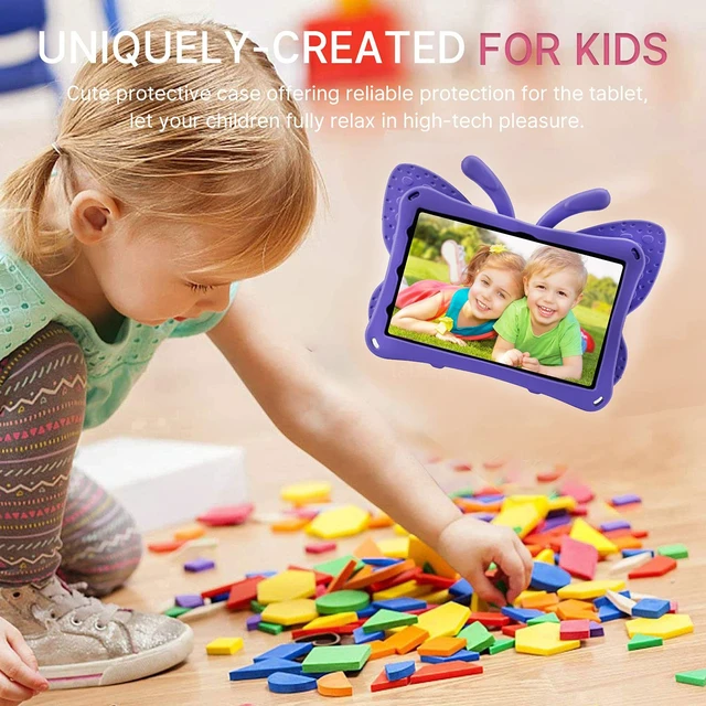 Alt view image 3 of 5 - Kindle Fire HD 10 Kids Pro Tablet Case Fire HD10 2021 2023 10.1 11th 13th Generation Butterfly Case with Kickstand EVA Full Boby Rugged Shockproof Kids HD 10 Plus Tablet Cover for Girl Gift (Purple)