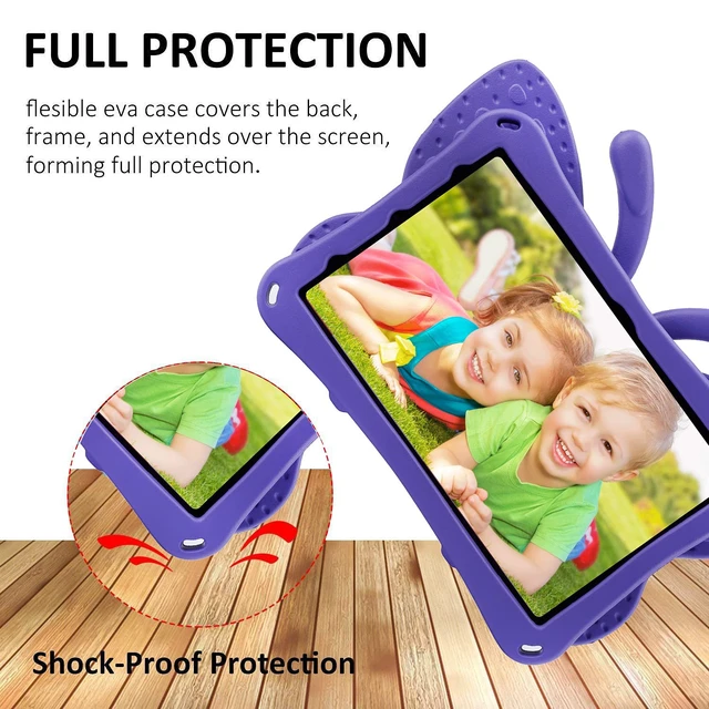 Alt view image 4 of 5 - Kindle Fire HD 10 Kids Pro Tablet Case Fire HD10 2021 2023 10.1 11th 13th Generation Butterfly Case with Kickstand EVA Full Boby Rugged Shockproof Kids HD 10 Plus Tablet Cover for Girl Gift (Purple)