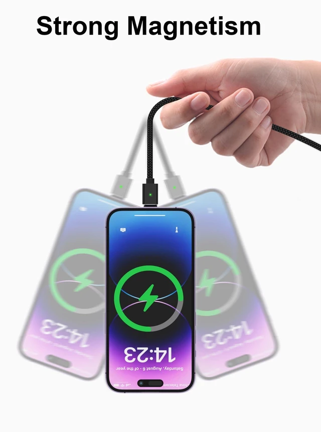 Alt view image 5 of 5 - ZBF Magnetic Charging Cable 3A Fast Charging (4-Pack, 3.3/3.3/6.6/6.6 ft) 3 in 1 Magnetic Phone Charger, 480Mbps Data Transfer, USB A to Type C Charger Cable for USB-C/IproductMicro USB Device(Black)