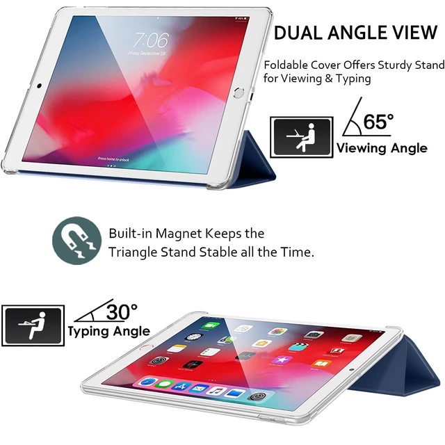 Alt view image 3 of 5 - DuraSafe Cases for iPad 5th Gen 9.7" 2017 Case with Stand Feature A1822 A1823 MP2F2LL/A MP2G2LL/A MPGT2LL/A MPGW2LL/A MP2H2LL/A MP2J2LL/A MP252LL/A MPGA2LL/A MPGC2LL/A MP2D2LL/A MP2E2LL/A Navy Blue