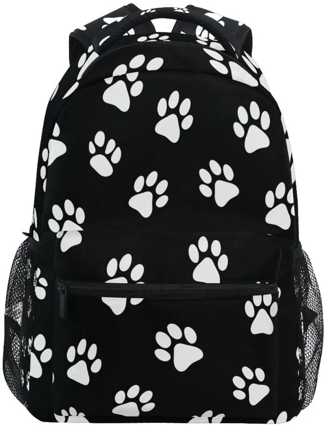 Main image of AUUXVA Backpack Animal Puppy Dog Paw Print Adults School Bag Casual College Bag Travel Zipper Bookbag Hiking Shoulder Daypack for Women Men