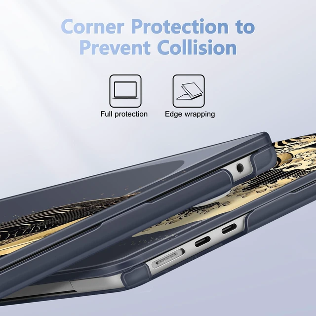 Alt view image 3 of 5 - May Chen for MacBook Air 15 inch Case M5 M4 M3 M2 2026 2024-2023, Model A3448 A3241 A3114 A2941, Closes Seamlessly Hard Shell Laptop Cover with Keyboard Cover, Black Sea Wave
