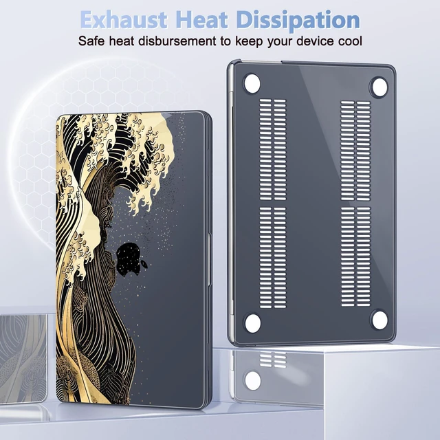 Alt view image 5 of 5 - May Chen for MacBook Air 15 inch Case M5 M4 M3 M2 2026 2024-2023, Model A3448 A3241 A3114 A2941, Closes Seamlessly Hard Shell Laptop Cover with Keyboard Cover, Black Sea Wave