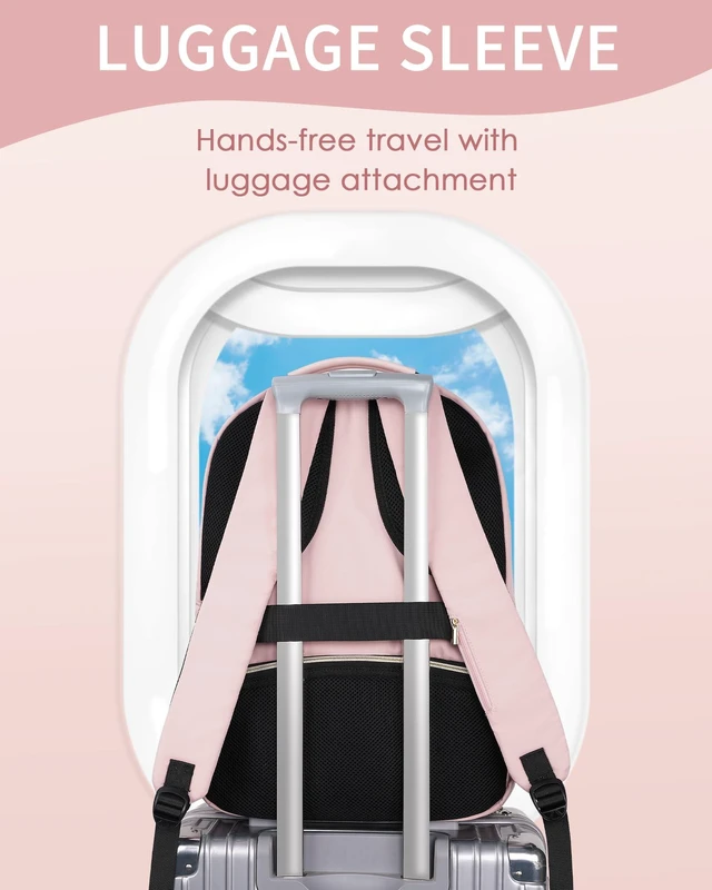Alt view image 4 of 5 - MATEIN Pink Laptop Backpack, 17 Inch TSA College School Backpack for Women