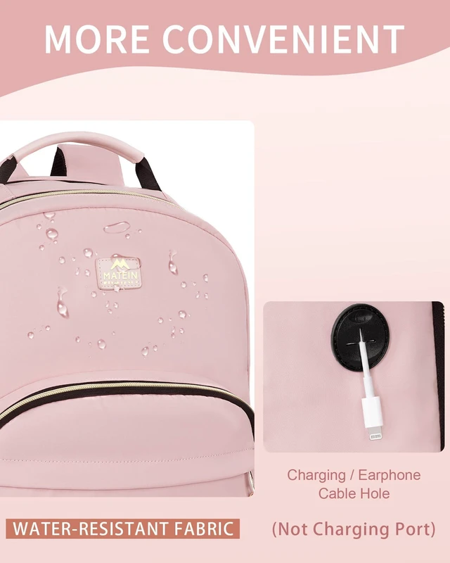 Alt view image 5 of 5 - MATEIN Pink Laptop Backpack, 17 Inch TSA College School Backpack for Women